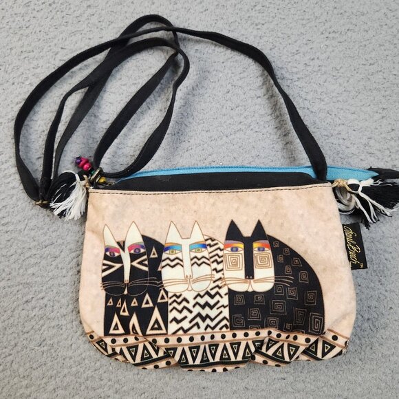 Laurel Burch Handbags - Laurel Burch Three Cats Purse Bag Crossbody Makeup Cosmetic Case Pouch 10'x7'